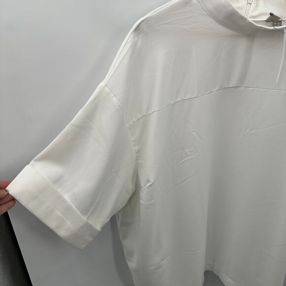 Asos Curve NWT White Mock Neck Cuffed Sleeve Blouse // 22 - Picture 5 of 9